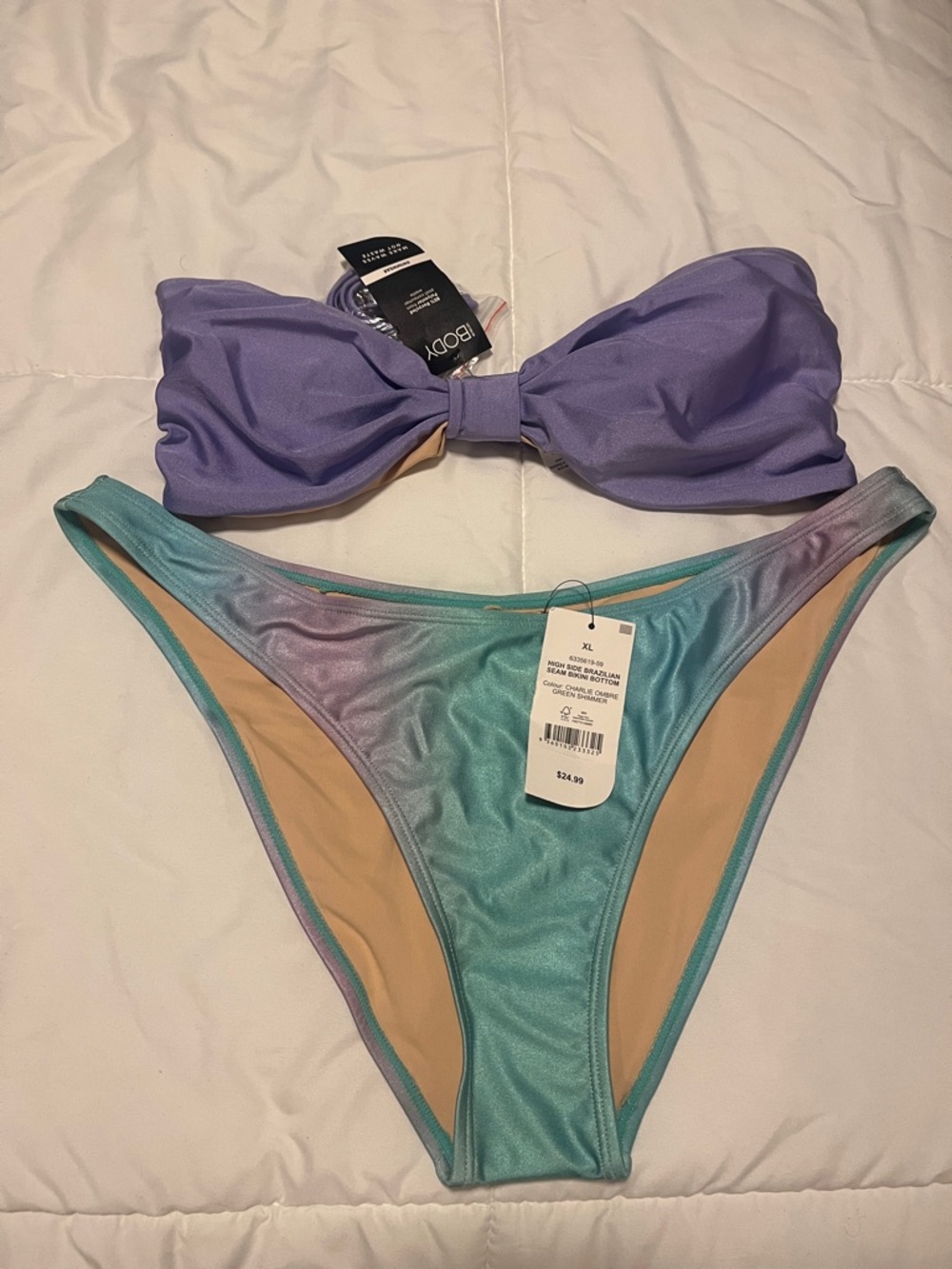 Cotton On Lavender Bandeau Top with Teal Ombre Bikini Bottom